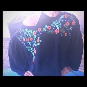 Free People off shoulder embroidered top